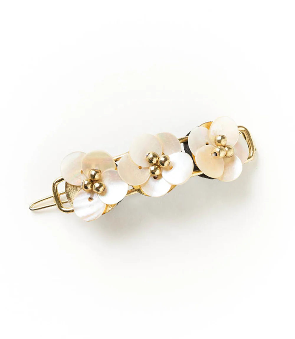 Aiyana Flowers Barrette Hair Clip - Mother of Pearl